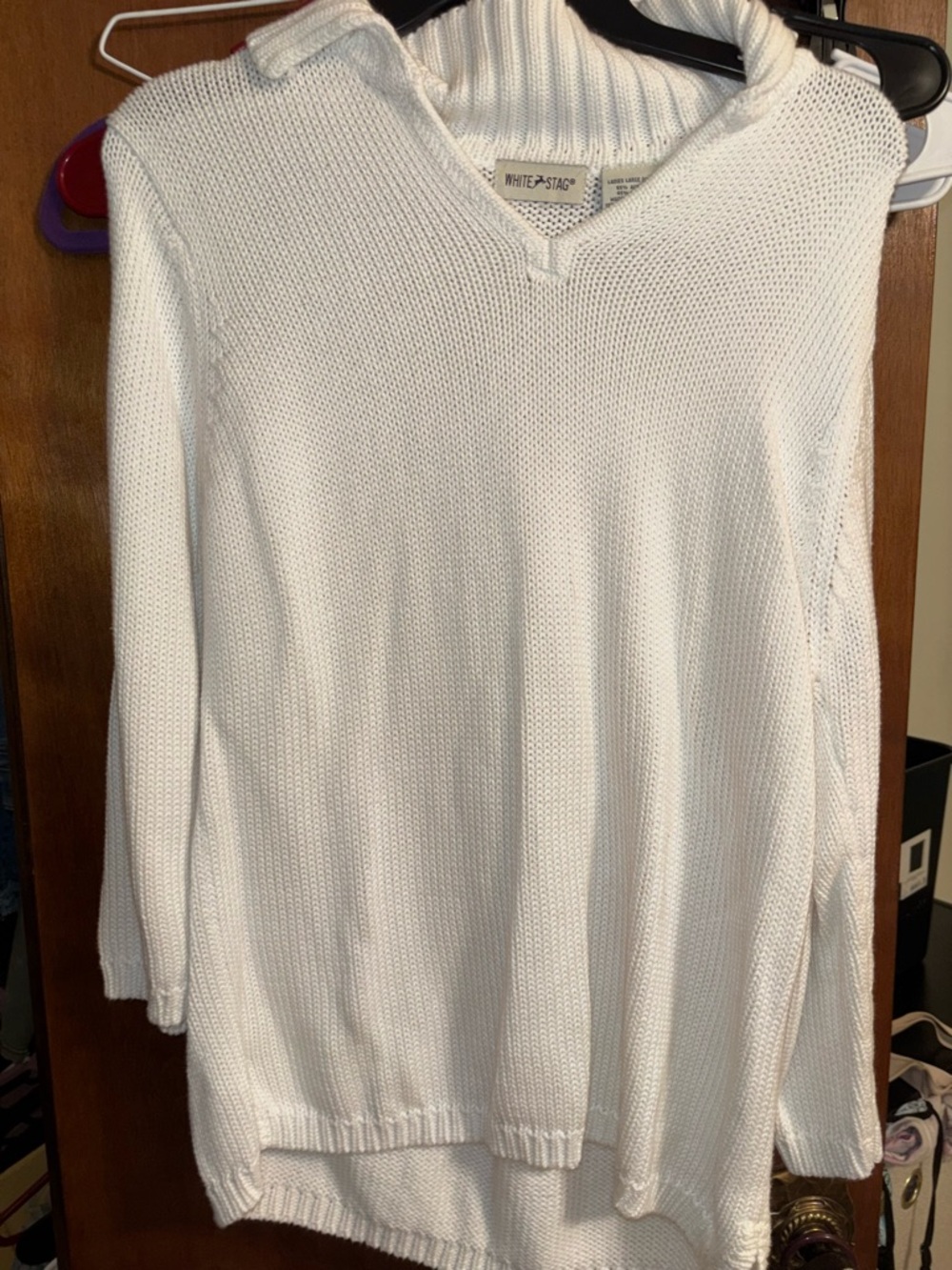 White Knit Hoodie Sweater Vintage